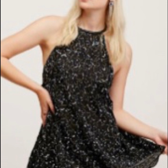 Free People Flying High Beaded Shift Black Mini - Picture 6 of 8